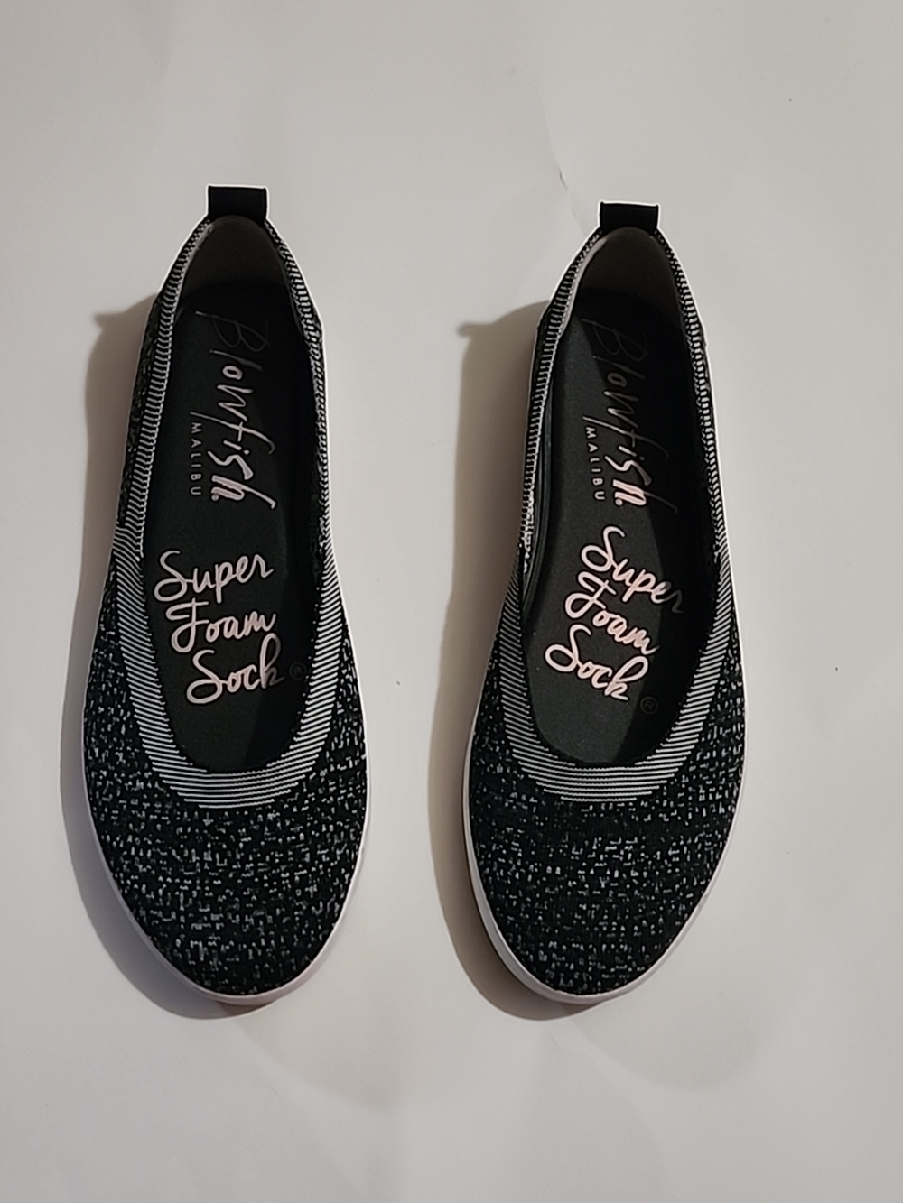Blowfish Black and White Knit Slip-On Flats
